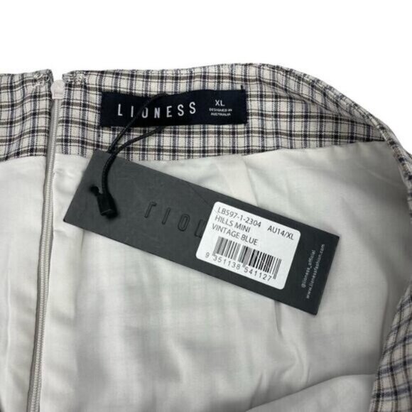 Lioness Hills Vintage Blue Linen Mini Skirt XL - Picture 8 of 9